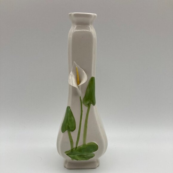 Other - Vintage Calla Lily Bud Vase Made In Italy Circa 1950's White Green Yellow Rare